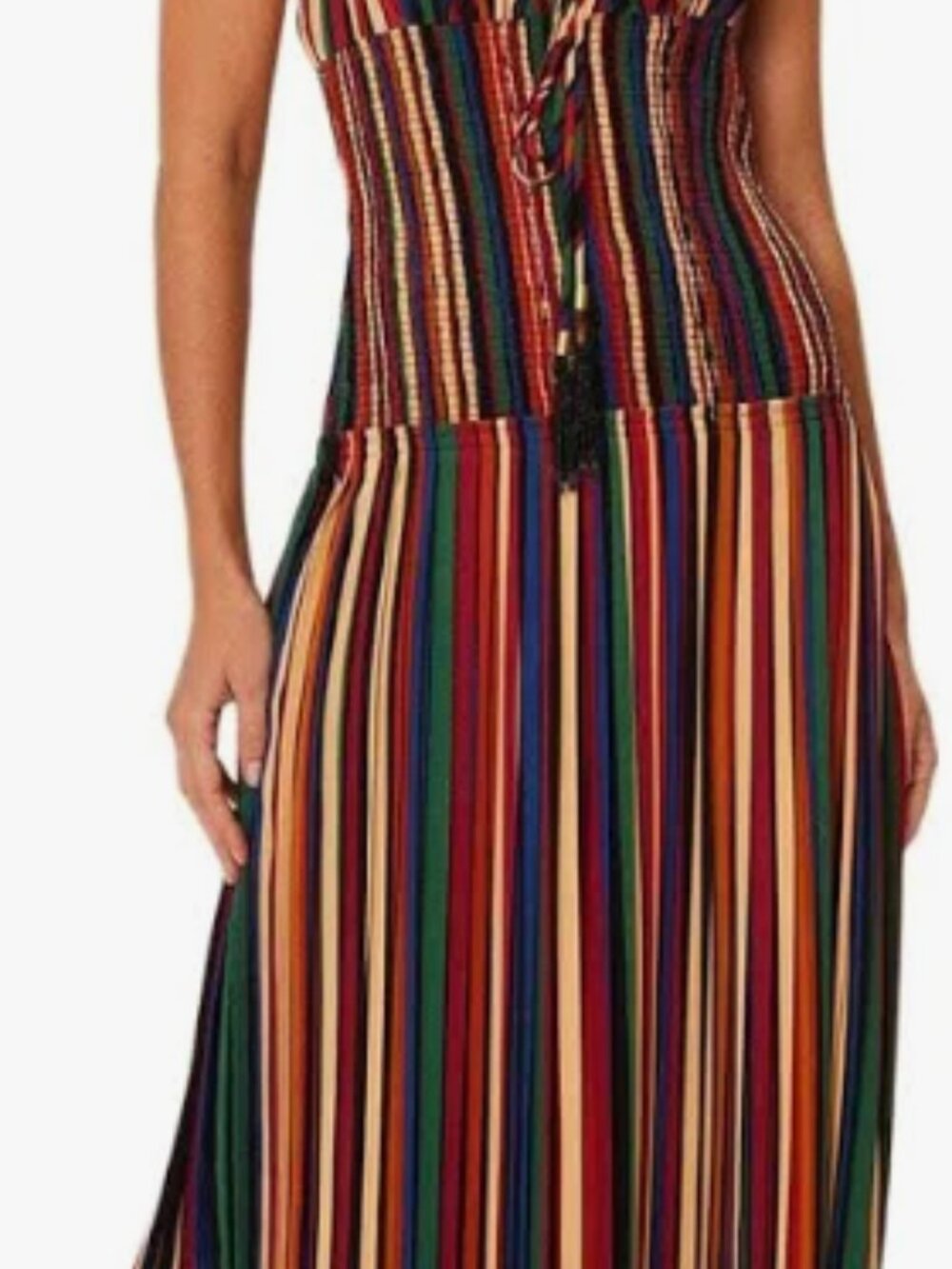 NWT FARM Rio Pipa Stripes Midi Dress - Picture 2 of 6